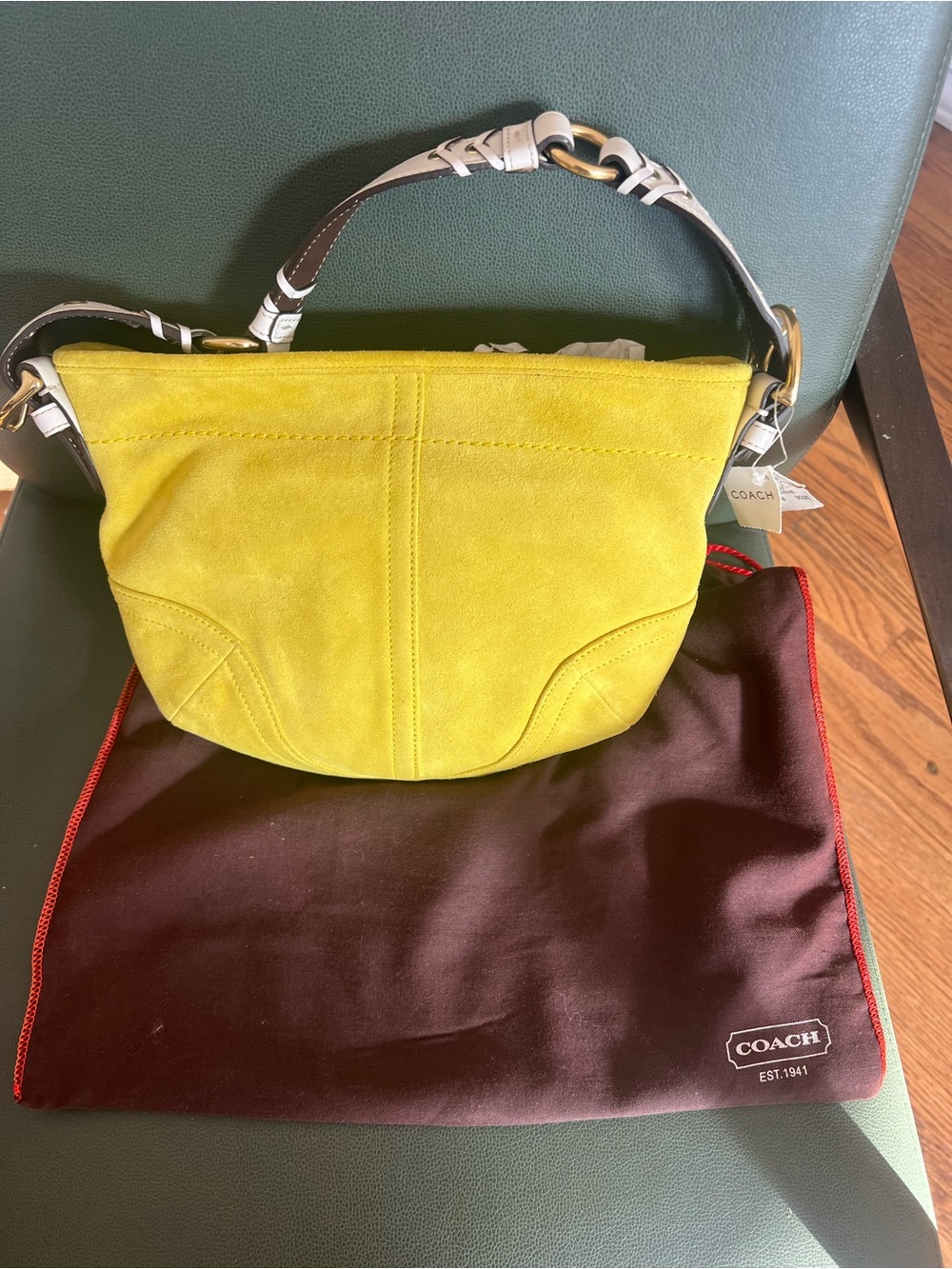 COACH Yellow Suede Shoulder Bag Y2K soho nwt